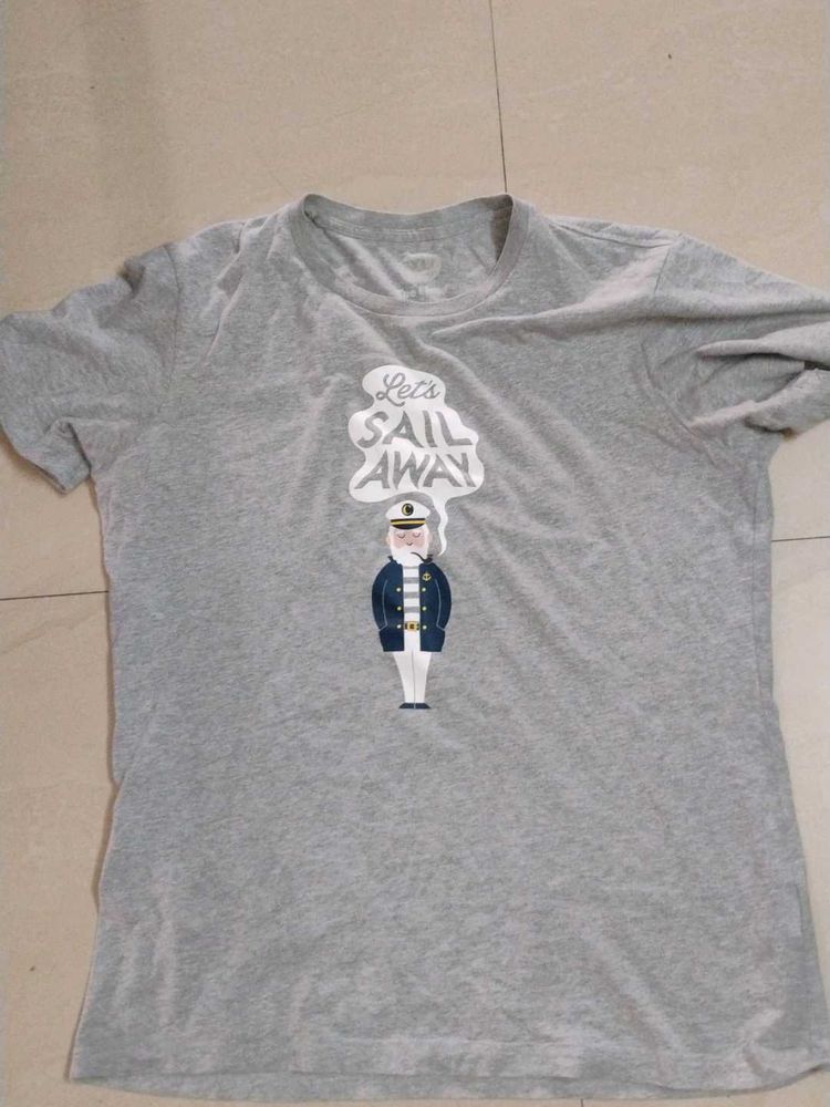 Grey "Let's Sail Away" Graphic T-Shirt