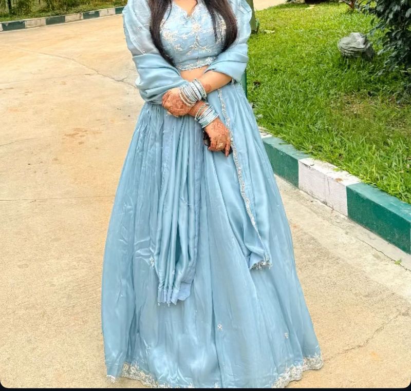 Elegant Light Blue Lehenga Choli Set