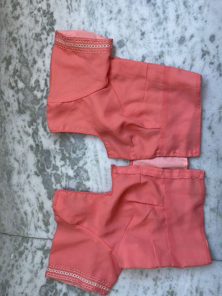 Peach Readymade Saree Blouse