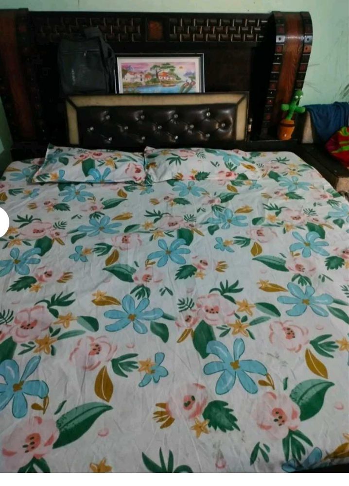 Elastic Fitted Bedsheet With Pillow Cover