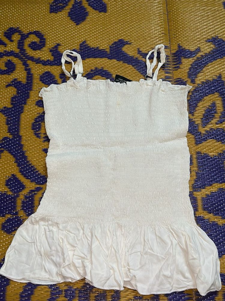 Smocked Off-White Cami Top