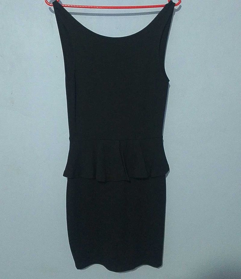 Solid Black Peplum Dress