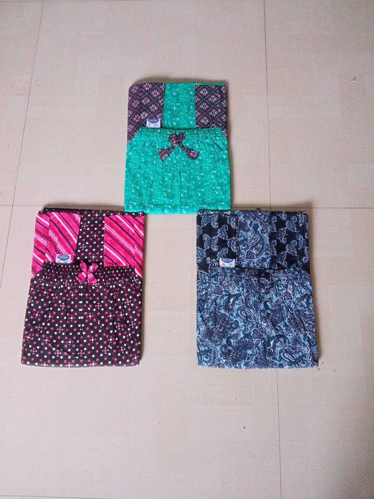 Combo of 3 elastic neck nighties - XL