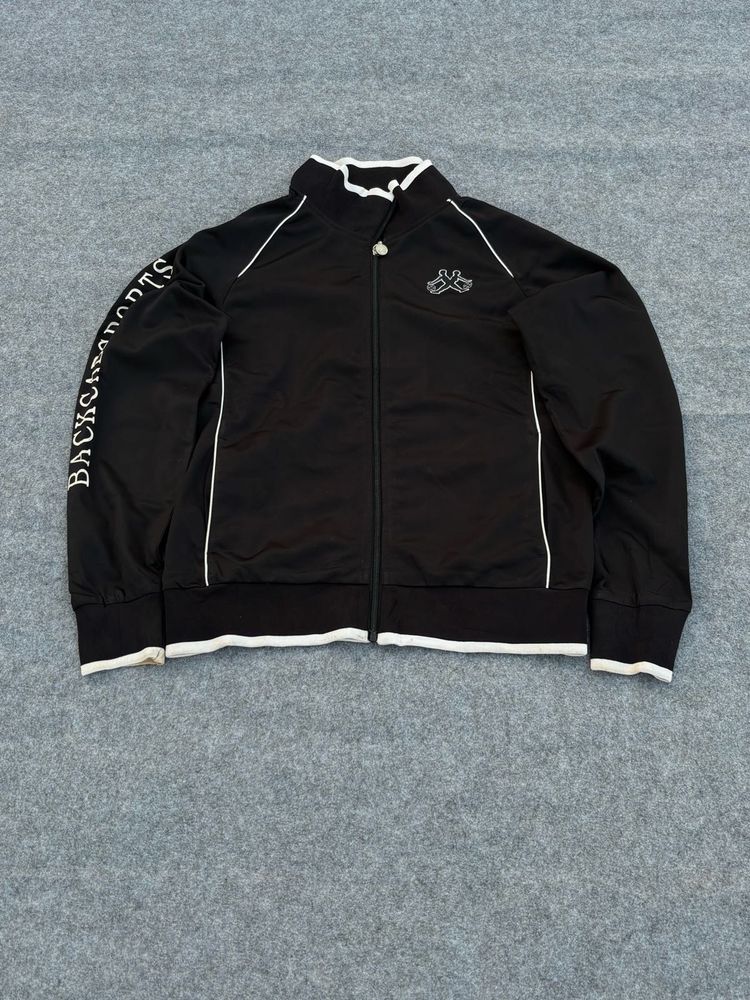 Black Track Jacket with White Trim