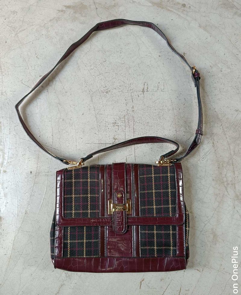 DUNE LONDON BAG Chic Plaid &amp; Croc Embossed Shoulde