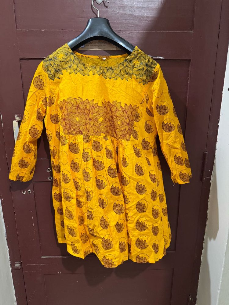 Vibrant Yellow Printed Kurta