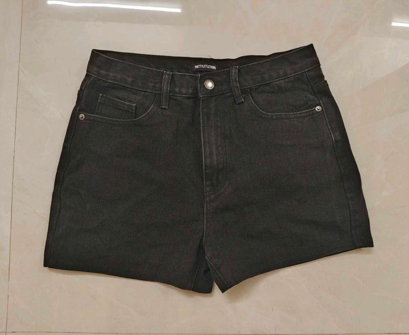 PrettyLittleThing Black Denim Shorts