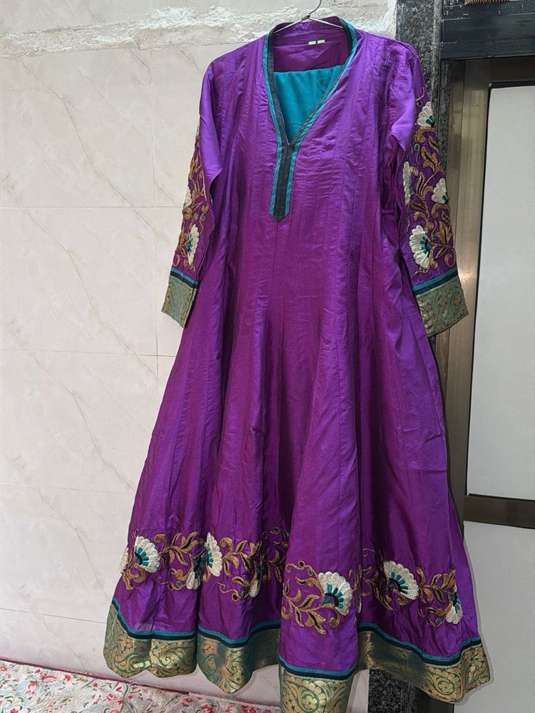 Elegant Purple Embroidered Anarkali Kurta