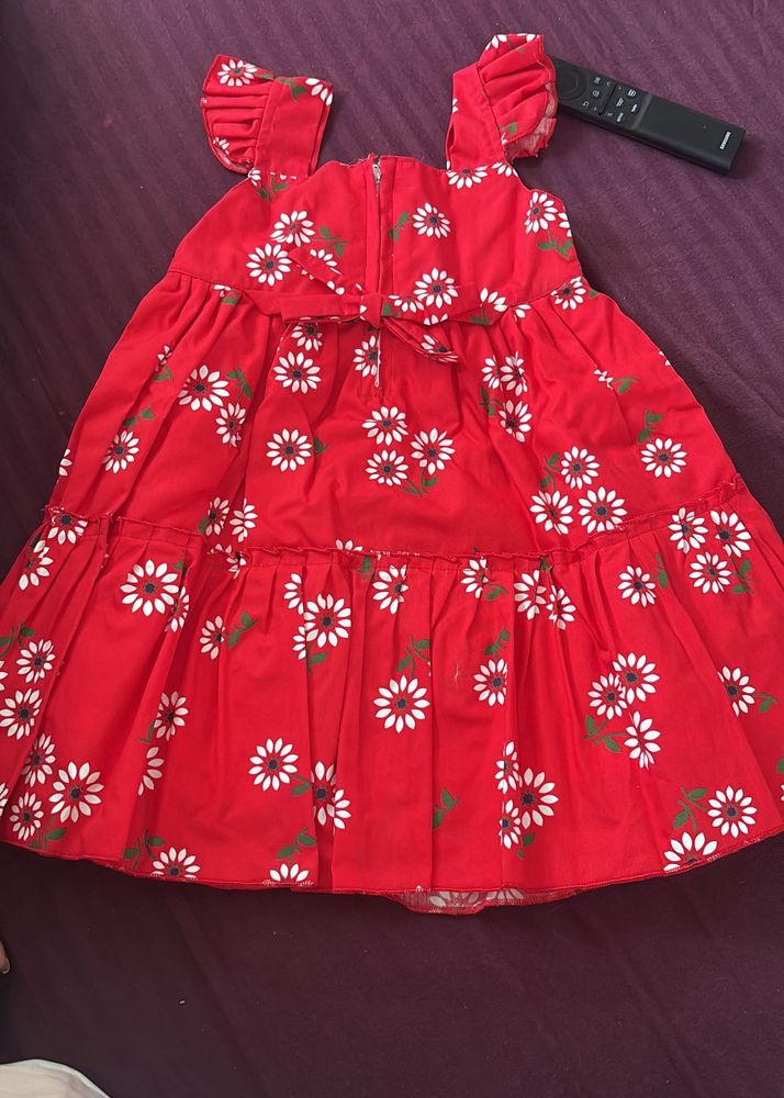 Red Floral Baby Girl Dress - Age 2 to 3