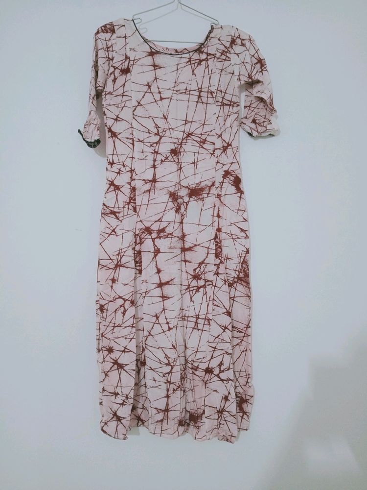 Unique Abstract Print Midi Dress