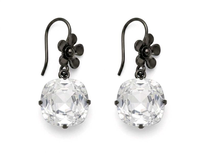 Elegant Crystal Flower Drop Earrings