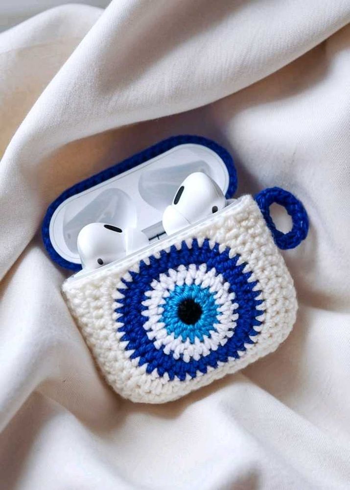 Crocheted Evil Eye AirPods Case
