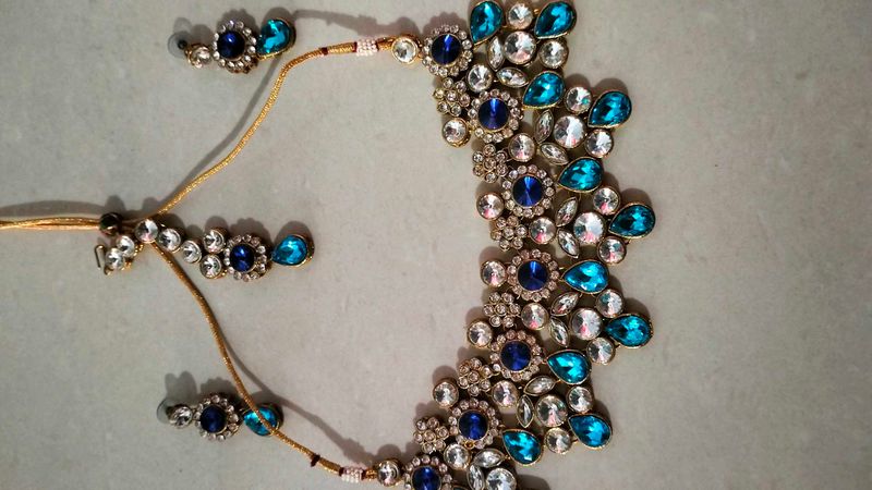 Zercon stone work jewellery set