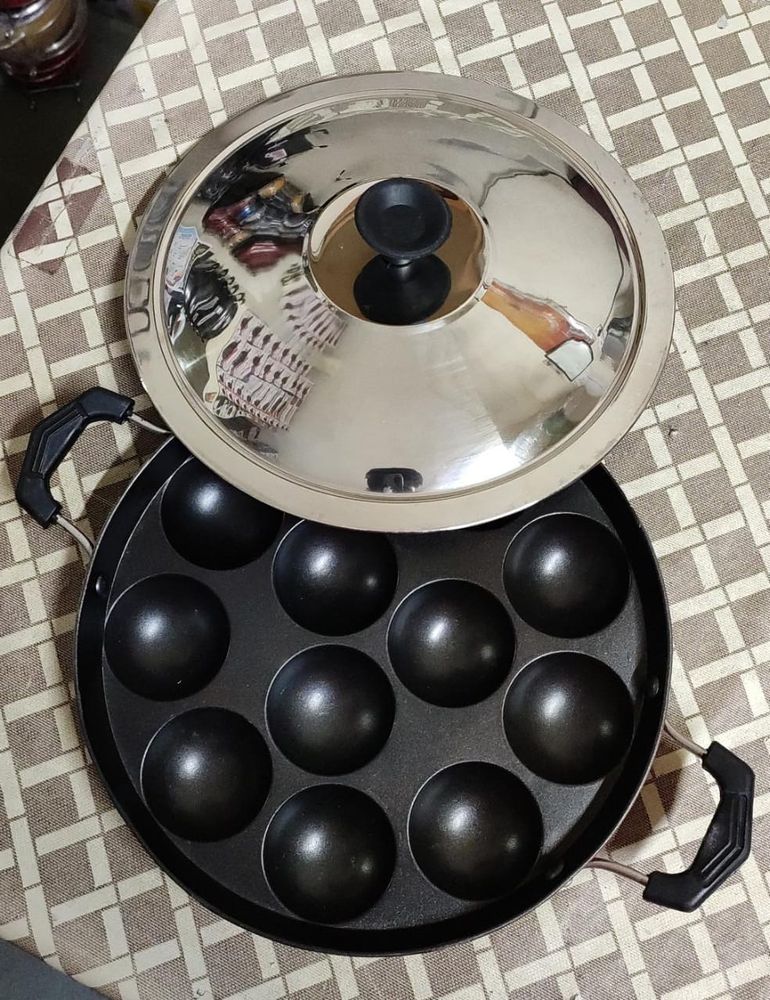 NEW NONSTICK APPUM PATRA  WITH STAINLESS LID WIT