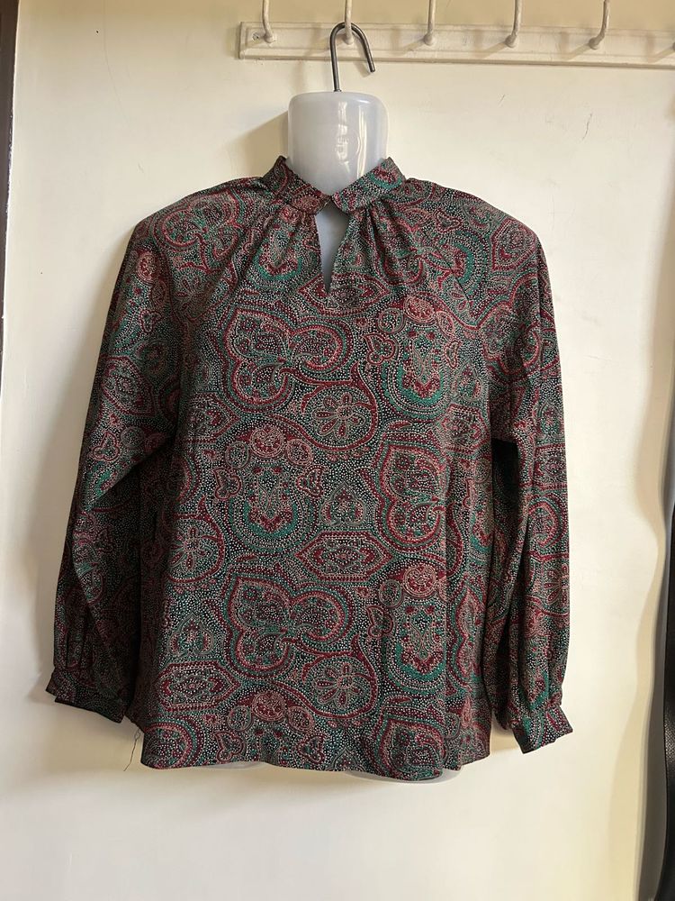Paisley Print Long Sleeve Blouse