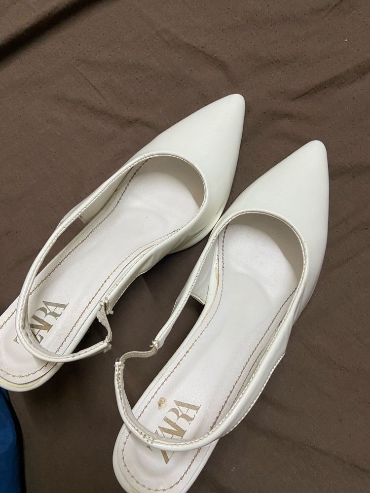 Zara White Slingback Flats