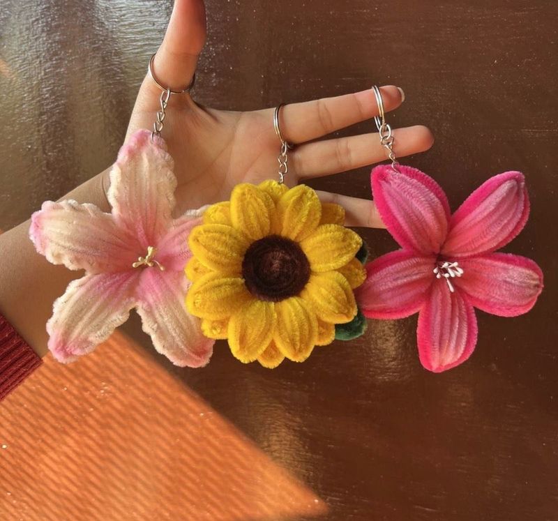 Cute Flower Keychains (Set of 3)