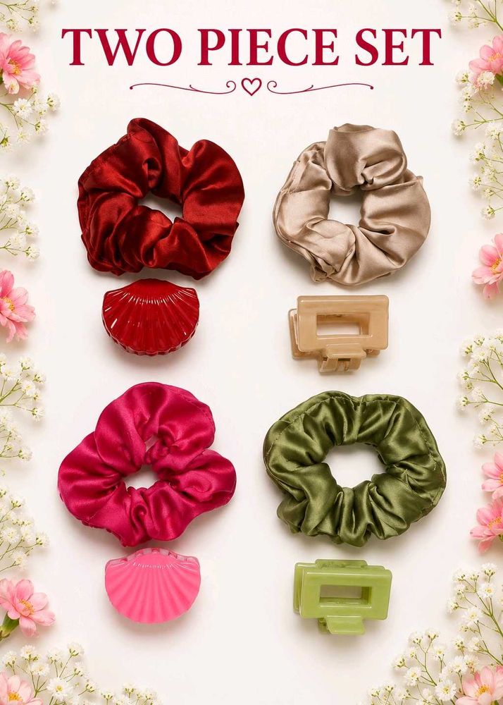 Chic Satin Scrunchie &amp; Claw Clip Set✨️🎀