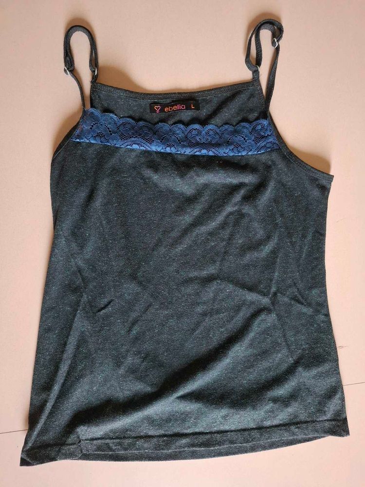 Dark Geen tan top with lace