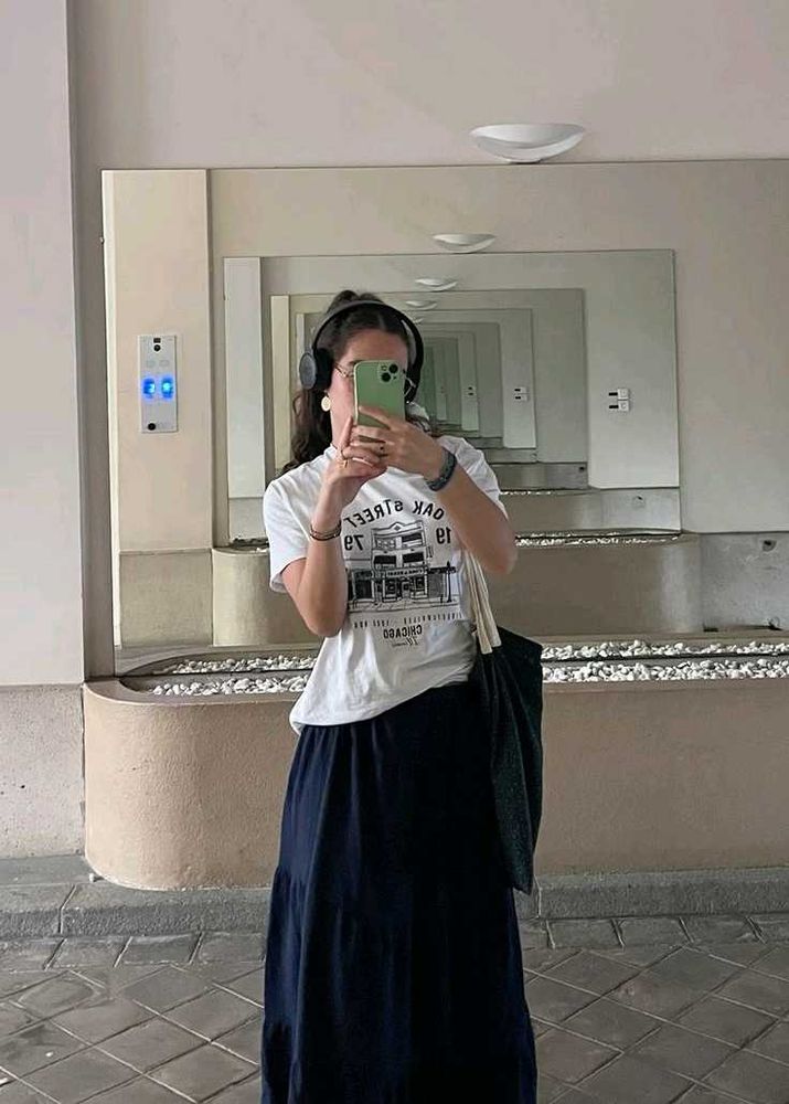 Navy blue long skirt