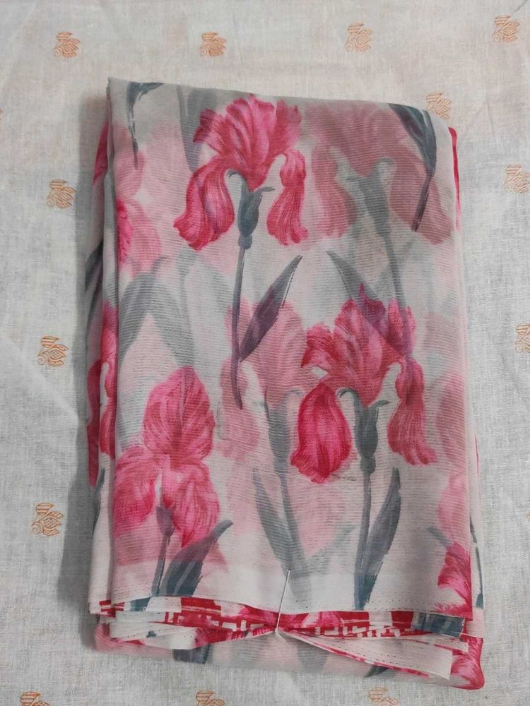 Floral Print Silk Saree