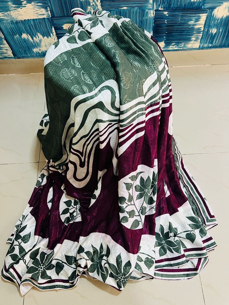 New saree with unstitched blouse piece