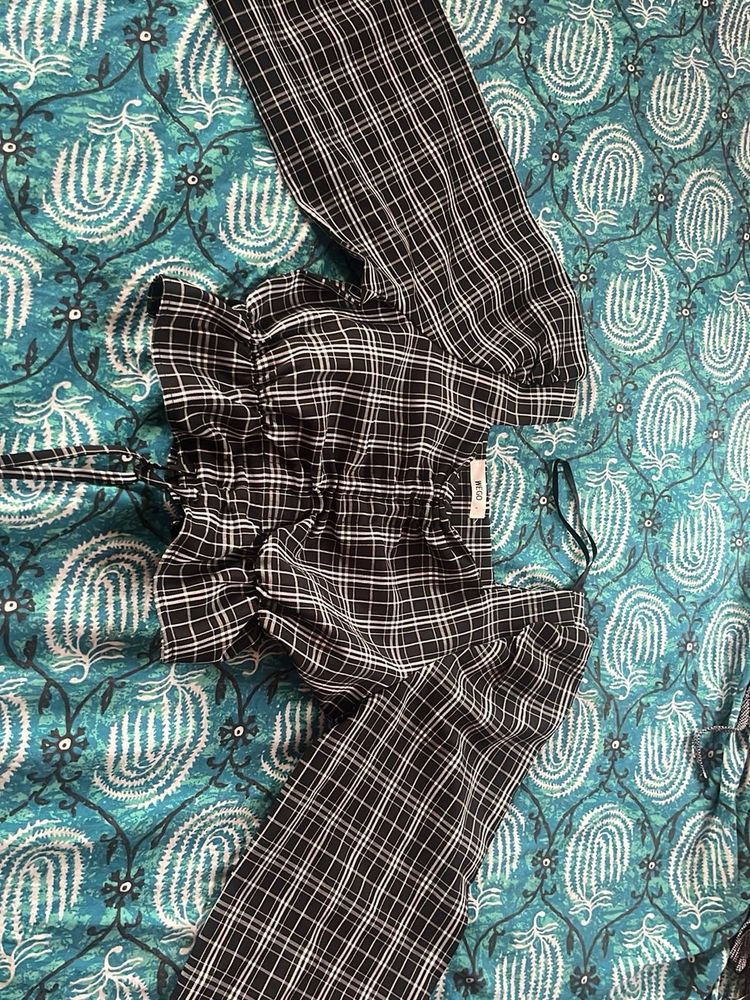 cute black check top