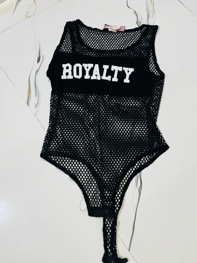 Black Fishnet "Royalty" Top