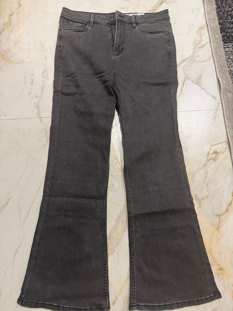 Flared Grey Denim Jeans
