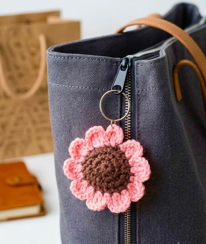 Handmade Crocheted Flower Keychain