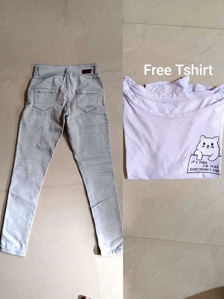 High Star Grey Jeans For Women ✅