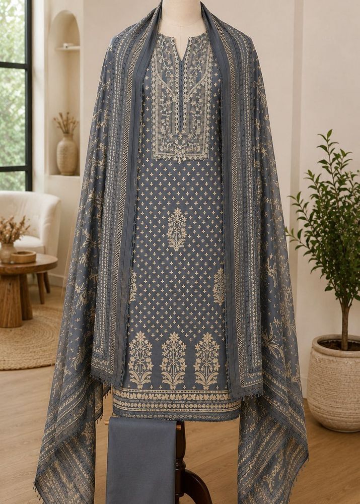 Elegant Printed Unstitched Suit with Dupatta