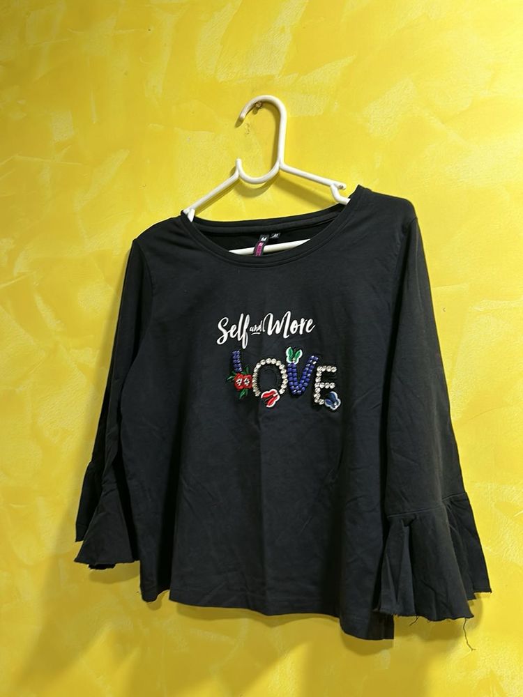 Black "Self and More Love" Top