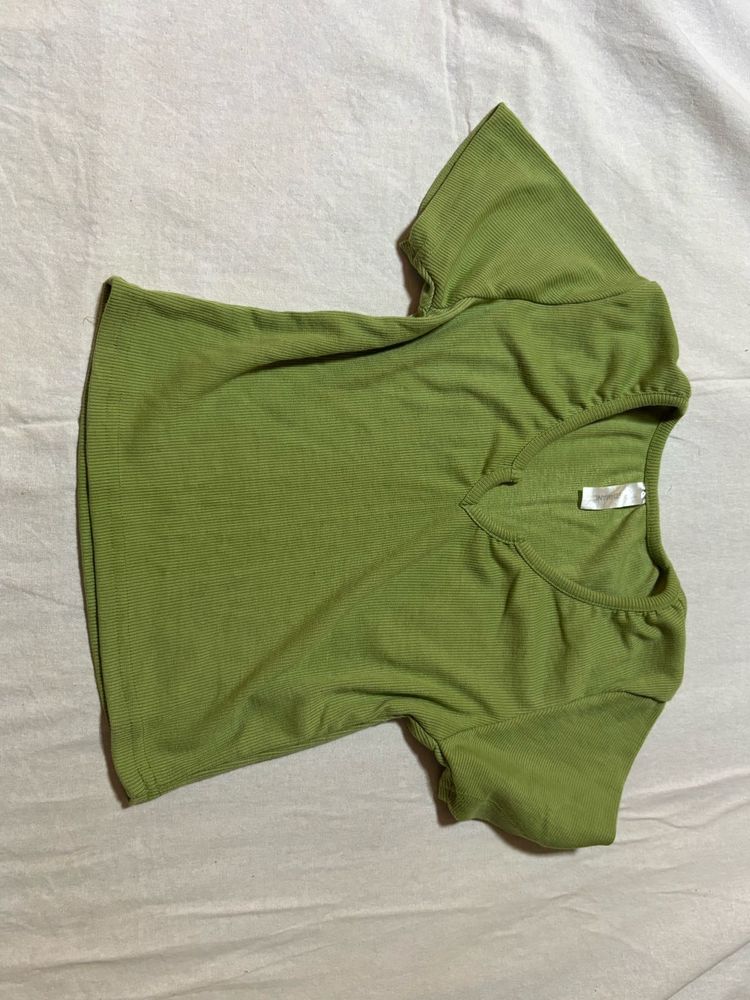 Cute Green V-Neck Tee