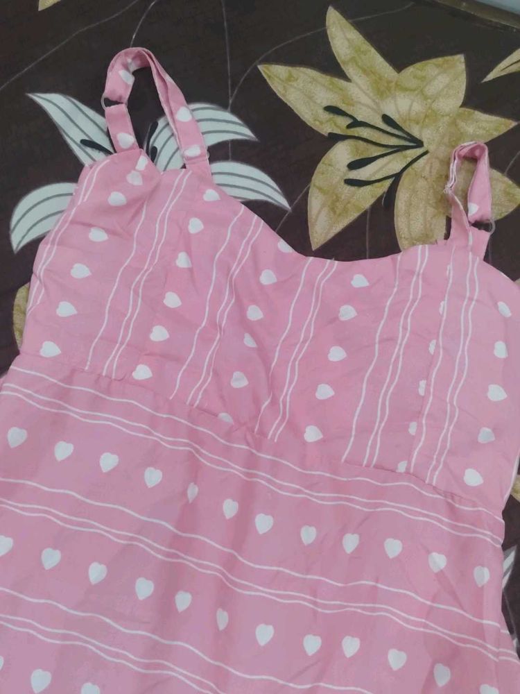 Cute Pink Heart Print Sundress