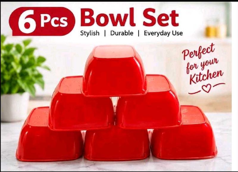 6 Pcs Red Bowl Set