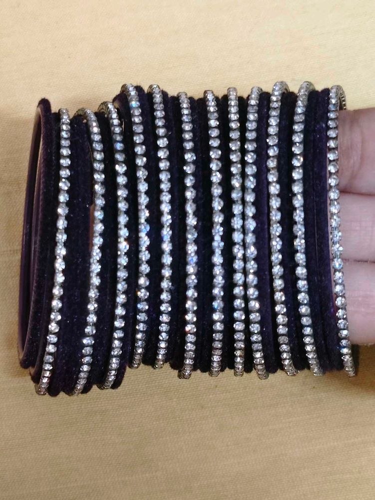 Sparkling Rhinestone  with parple welwet ba