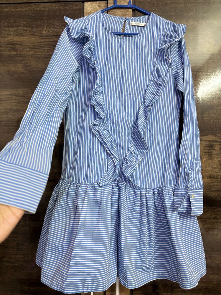 Chic Striped Ruffle Dress
