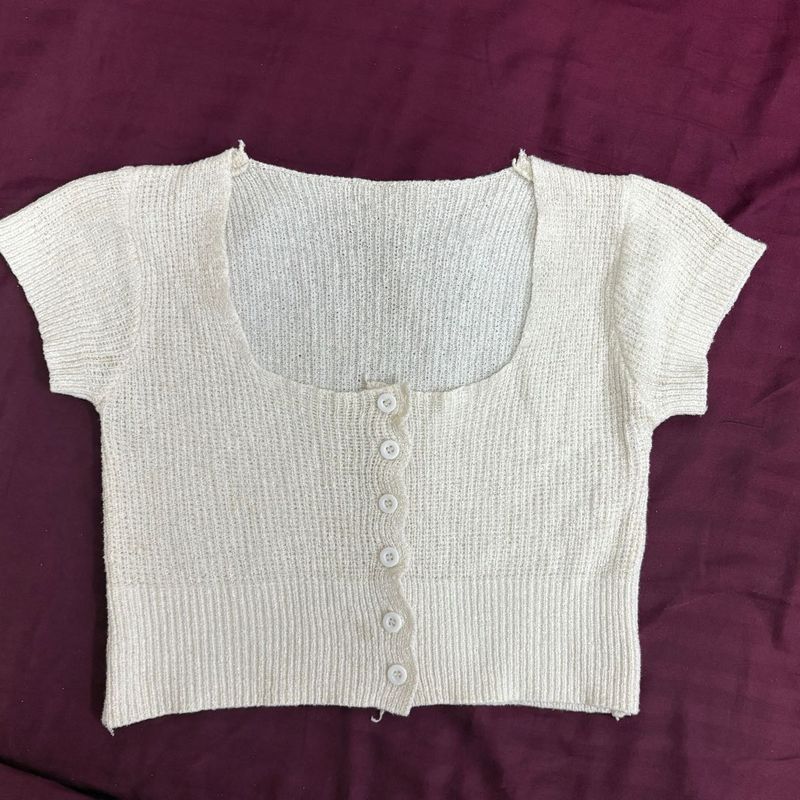 off white knit crop top