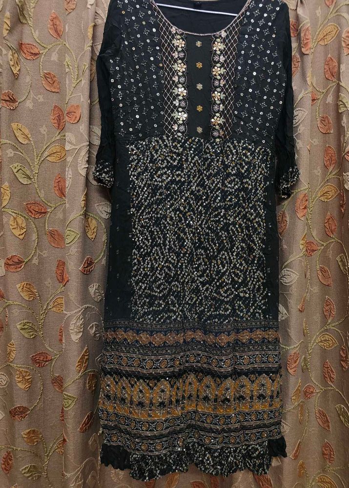 Designer Olive green Sequined Kurta