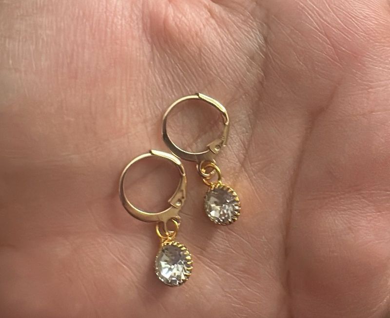 Gold-tone Drop Earrings with Crystals