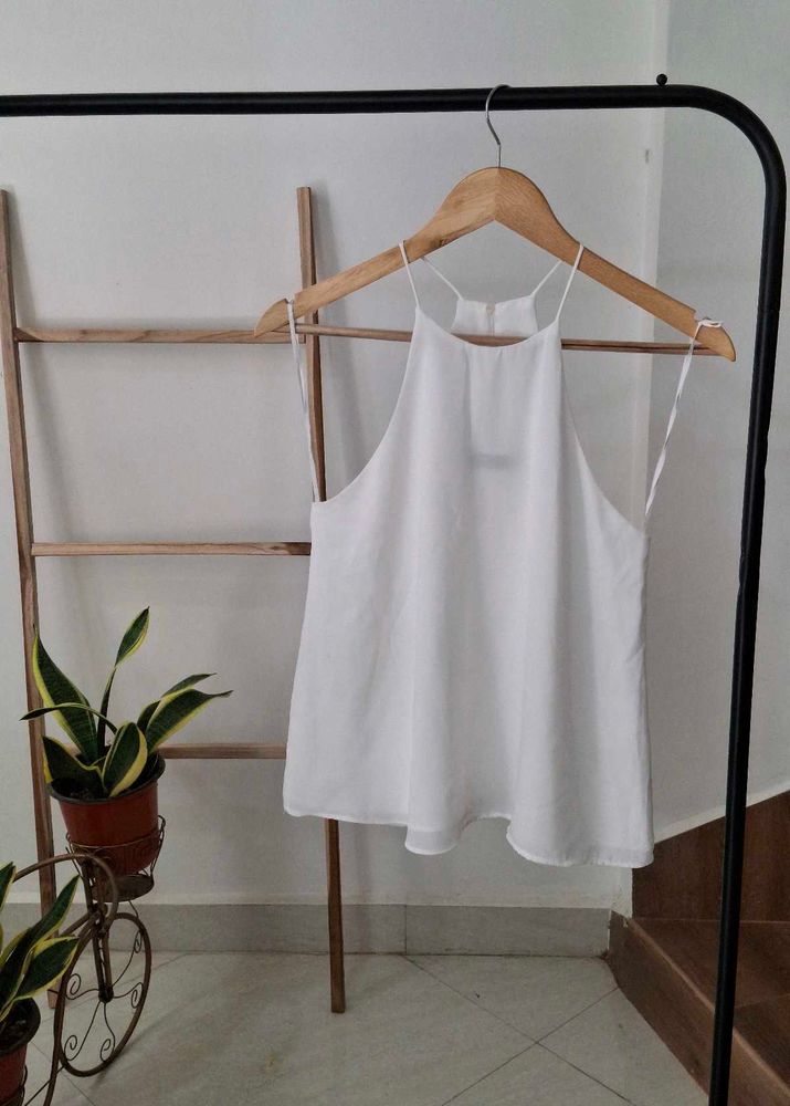 ZARA Chic White Halter Neck Tank Top