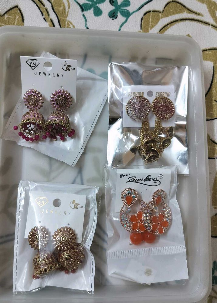 Assorted Fashion Earrings - 4 Pairs