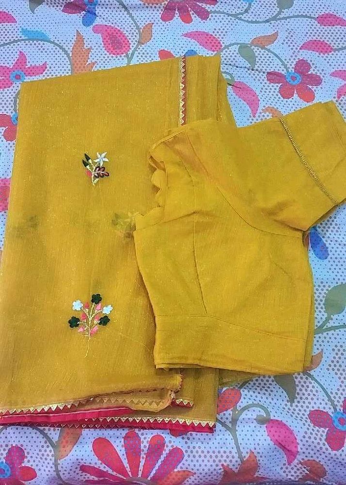 Beautiful Yellow Saree with Blouse