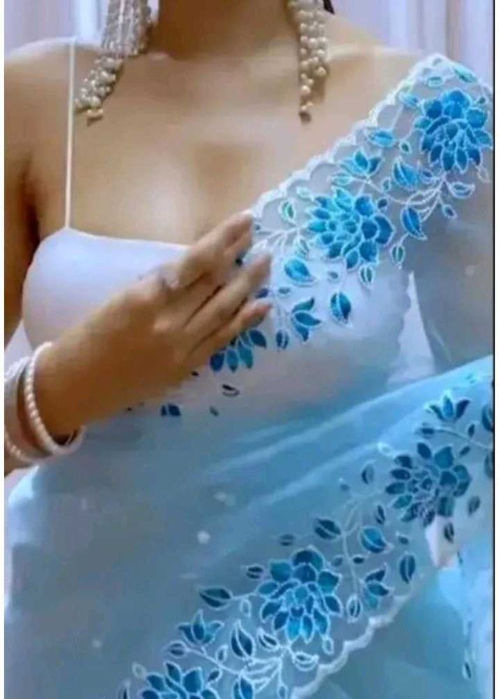 Stunning Blue Floral Saree
