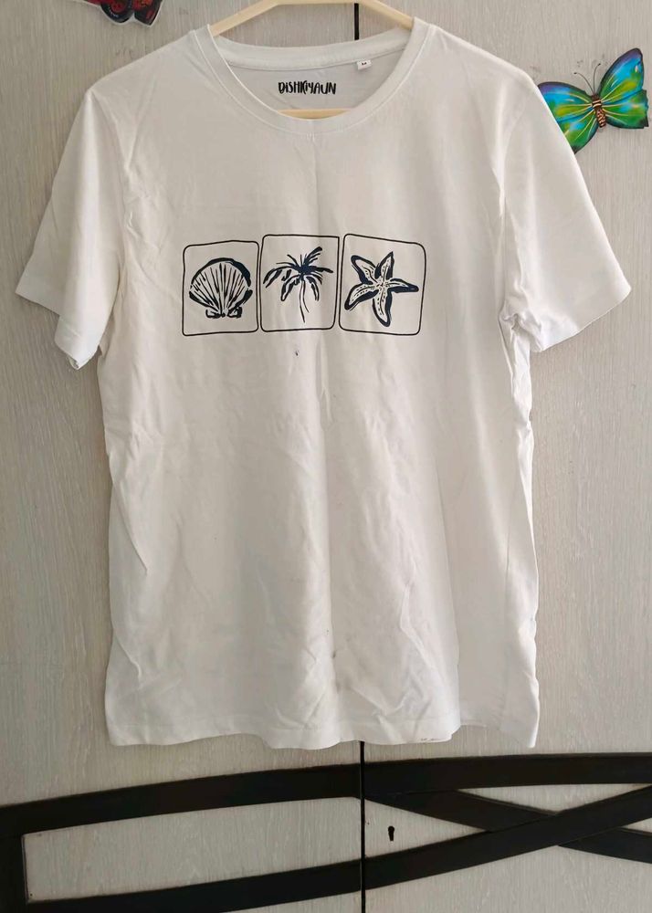 White T-Shirt with Nautical Print