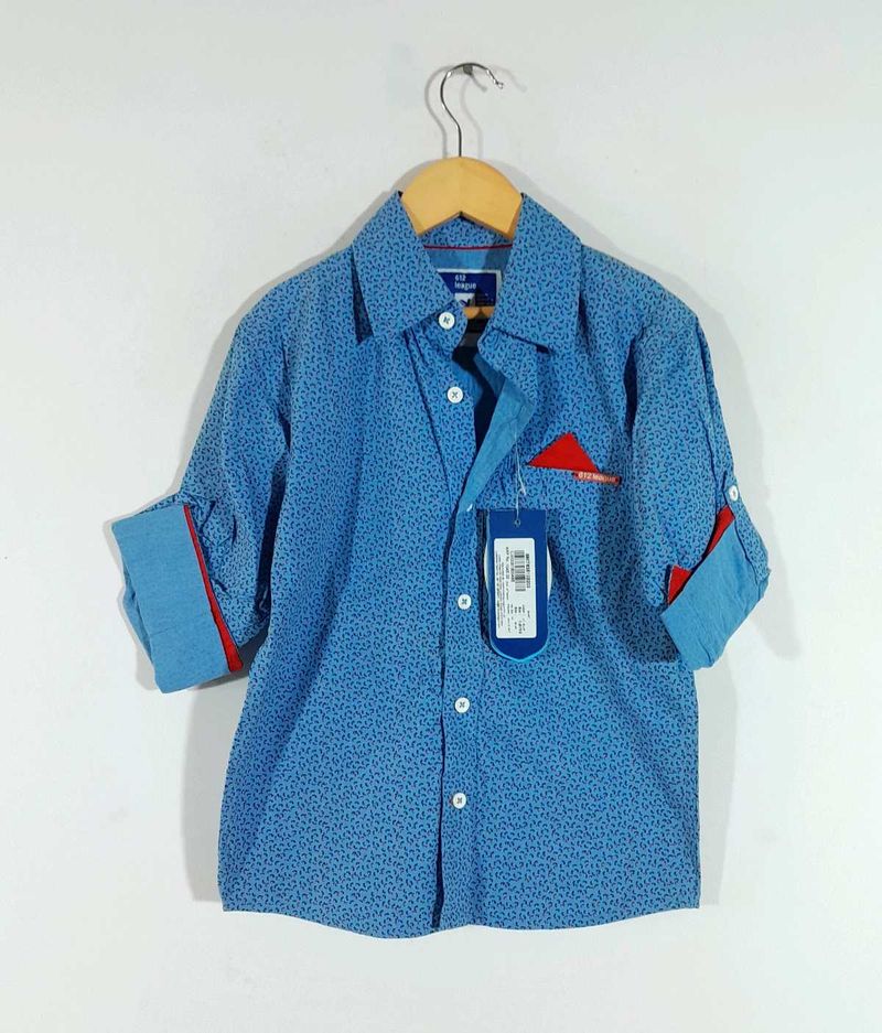 Blue Printed Shirt For Boy's