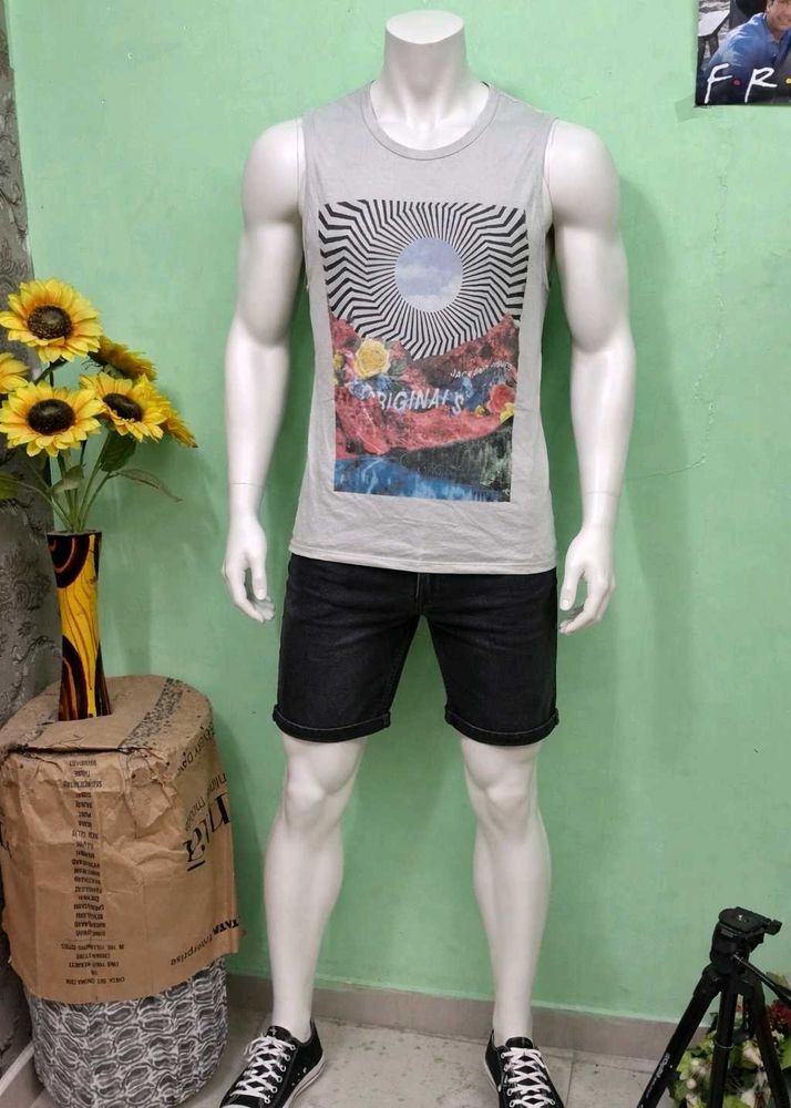 Jack &amp; Jones Graphic Print Sleeveless T-Shirt