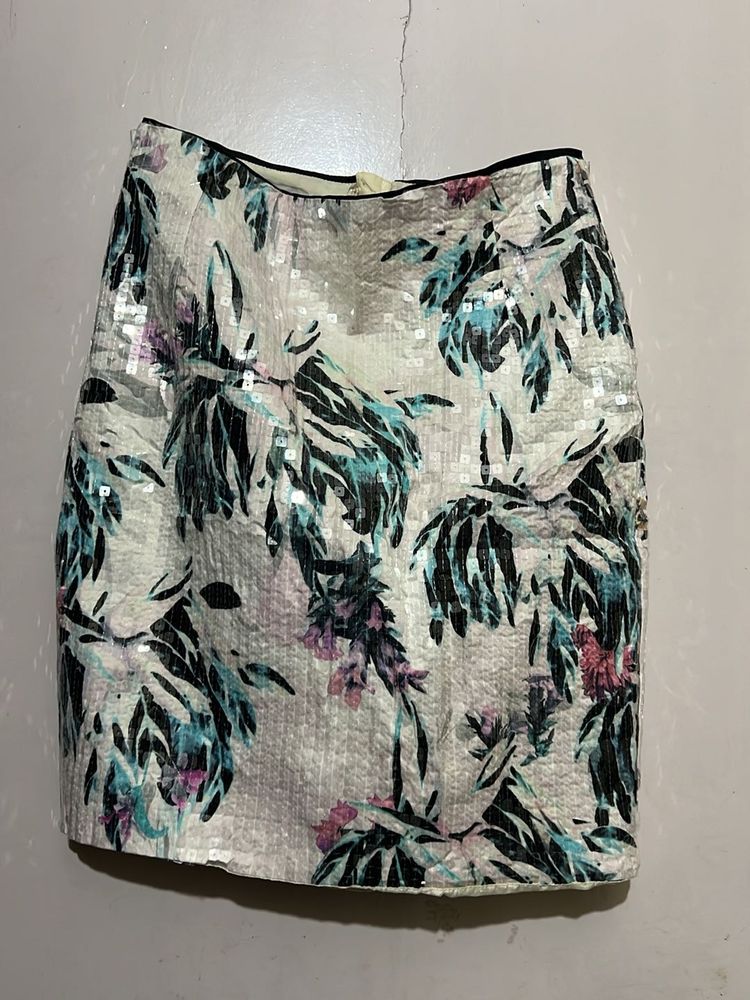 Sparkly Floral Mini Skirt