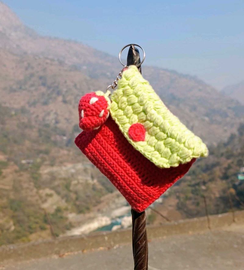 Crocheted Pouch with Keychain